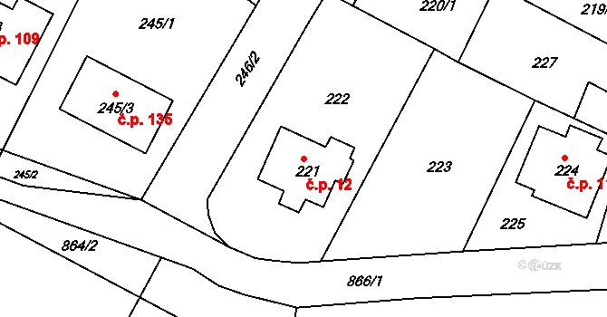 Hnanice 12 na parcele st. 221 v KÚ Hnanice, Katastrální mapa