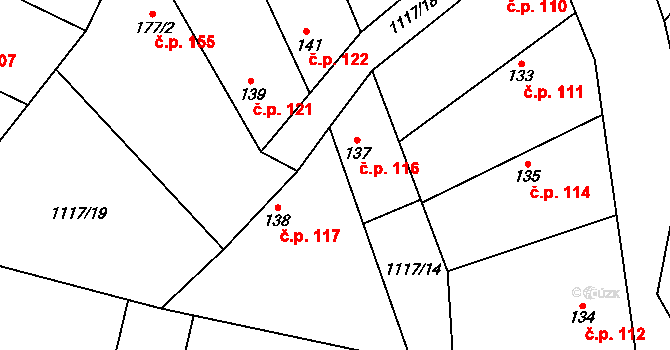 Jíkev 117 na parcele st. 138 v KÚ Jíkev, Katastrální mapa