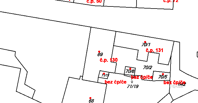 Sedlec 130, Kutná Hora na parcele st. 69 v KÚ Sedlec u Kutné Hory, Katastrální mapa