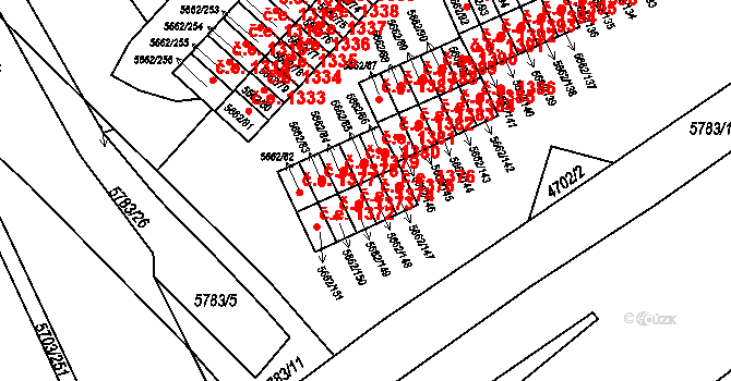 Jihlava 1375 na parcele st. 5662/148 v KÚ Jihlava, Katastrální mapa