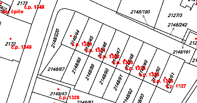 Nový Bor 1322 na parcele st. 2148/46 v KÚ Nový Bor, Katastrální mapa