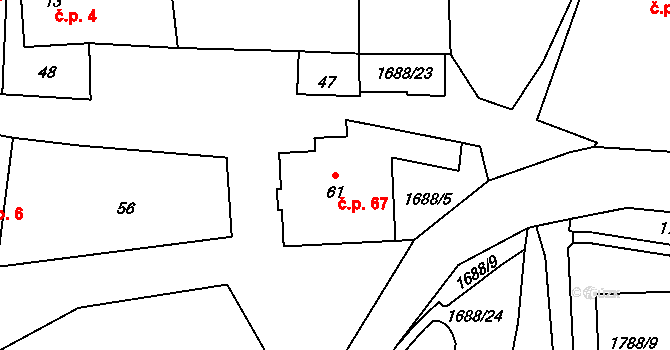 Vyskytná nad Jihlavou 67 na parcele st. 61 v KÚ Vyskytná nad Jihlavou, Katastrální mapa