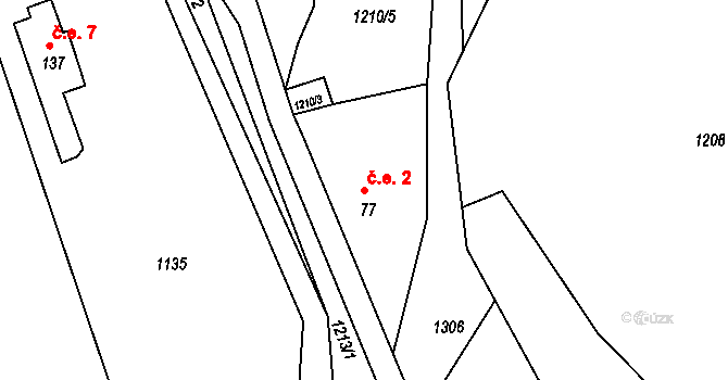 Strážovice 2, Křečovice na parcele st. 77 v KÚ Hořetice, Katastrální mapa