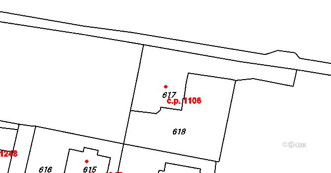 Děčín IV-Podmokly 1106, Děčín na parcele st. 617 v KÚ Podmokly, Katastrální mapa