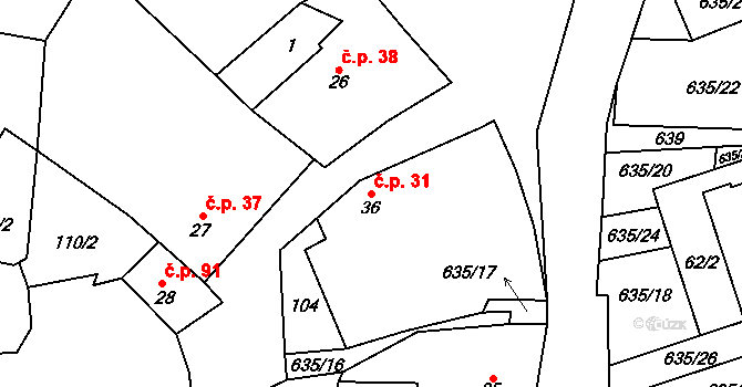 Suchá 31, Nechanice na parcele st. 36 v KÚ Suchá u Nechanic, Katastrální mapa