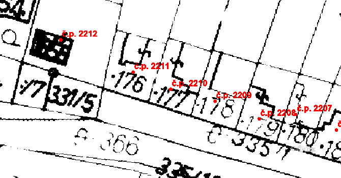Podlusky 2210, Roudnice nad Labem na parcele st. 177 v KÚ Podlusky, Katastrální mapa