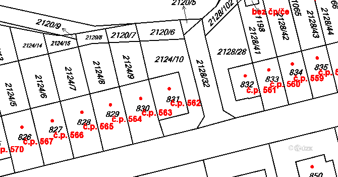 Zliv 562 na parcele st. 831 v KÚ Zliv u Českých Budějovic, Katastrální mapa