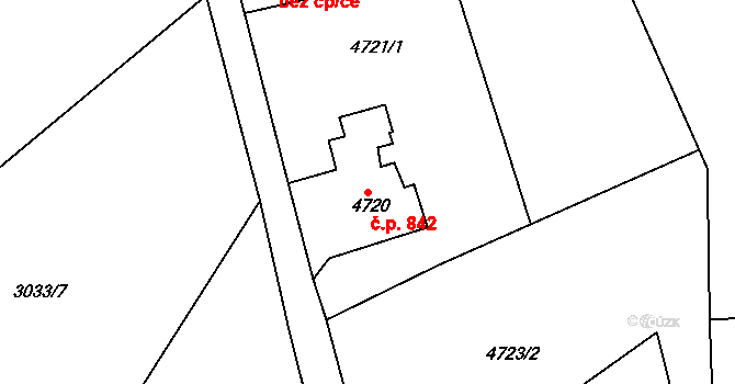 Smržovka 842 na parcele st. 4720 v KÚ Smržovka, Katastrální mapa