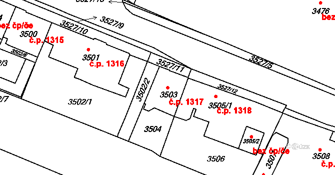 Frýdek 1317, Frýdek-Místek na parcele st. 3503 v KÚ Frýdek, Katastrální mapa