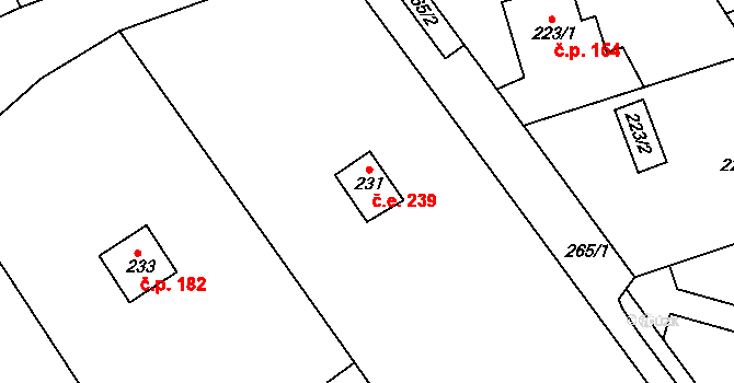 Lipence 239, Praha na parcele st. 231 v KÚ Lipence, Katastrální mapa