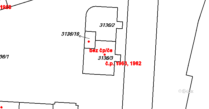 Dejvice 1962,1963, Praha na parcele st. 3136/3 v KÚ Dejvice, Katastrální mapa