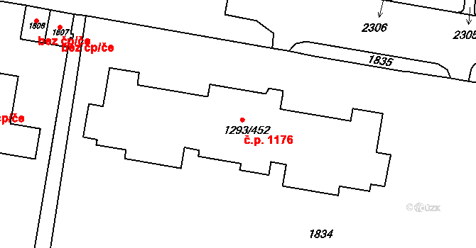 Řepy 1176, Praha na parcele st. 1293/452 v KÚ Řepy, Katastrální mapa