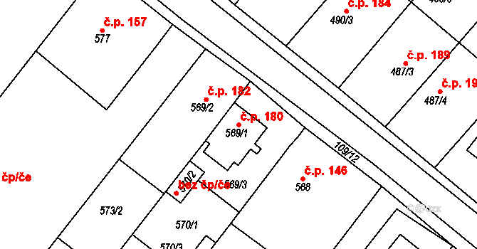 Královopolské Vážany 180, Rousínov na parcele st. 569/1 v KÚ Královopolské Vážany, Katastrální mapa