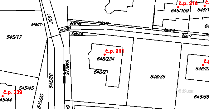 Česká 211 na parcele st. 646/234 v KÚ Česká, Katastrální mapa