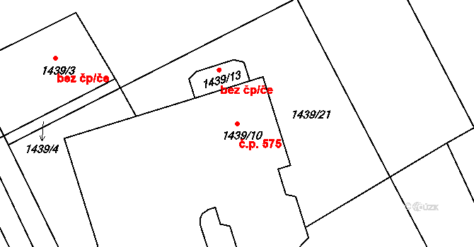 Liberec XI-Růžodol I 575, Liberec na parcele st. 1439/10 v KÚ Růžodol I, Katastrální mapa