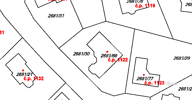 Bučovice 1122 na parcele st. 2681/69 v KÚ Bučovice, Katastrální mapa