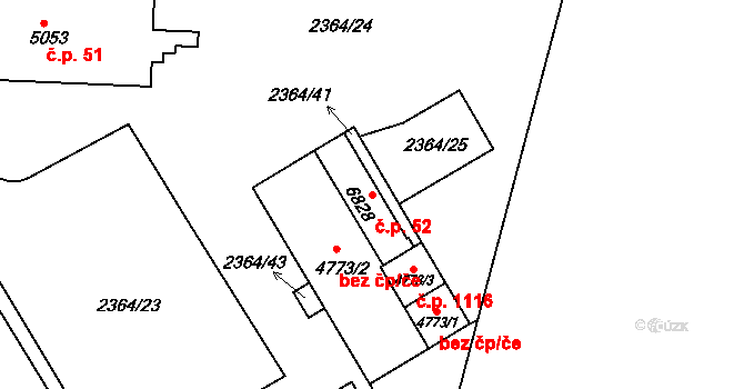 Chrudim II 52, Chrudim na parcele st. 6828 v KÚ Chrudim, Katastrální mapa