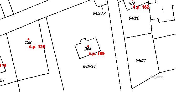 Bobr 169, Žacléř na parcele st. 244 v KÚ Bobr, Katastrální mapa