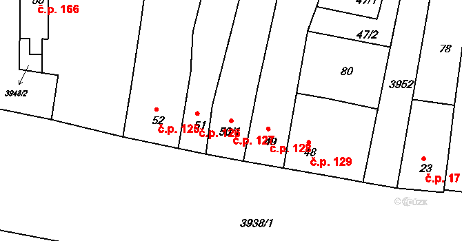 Mašťov 127 na parcele st. 50/1 v KÚ Mašťov, Katastrální mapa