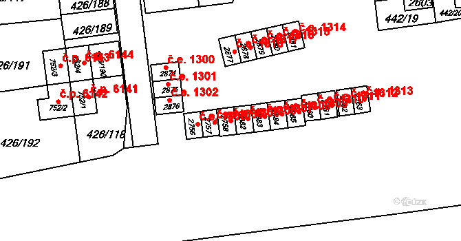 Otrokovice 1305 na parcele st. 2758 v KÚ Otrokovice, Katastrální mapa