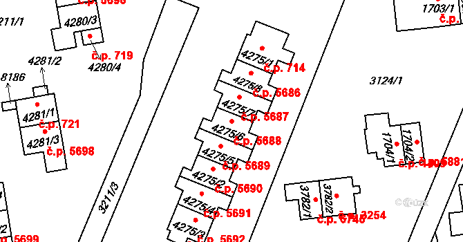 Zlín 5688 na parcele st. 4275/6 v KÚ Zlín, Katastrální mapa