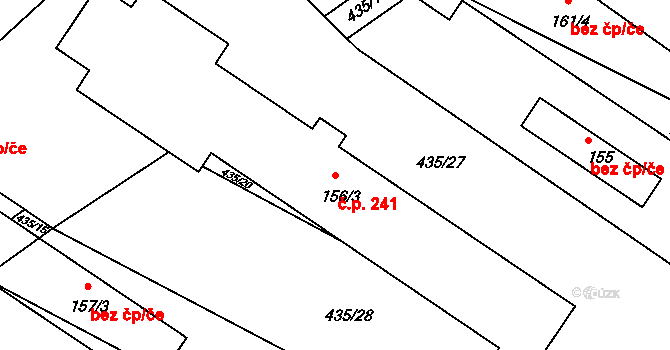Machová 241 na parcele st. 156/3 v KÚ Machová, Katastrální mapa