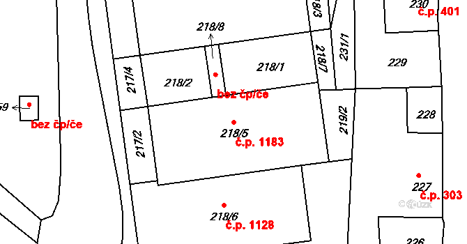 Liberec XIV-Ruprechtice 1183, Liberec na parcele st. 218/5 v KÚ Ruprechtice, Katastrální mapa