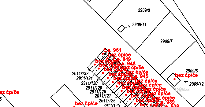 Roudnice nad Labem 951 na parcele st. 2911/67 v KÚ Roudnice nad Labem, Katastrální mapa