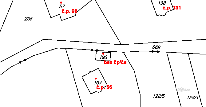 Černava 41353978 na parcele st. 193 v KÚ Rájec u Černavy, Katastrální mapa