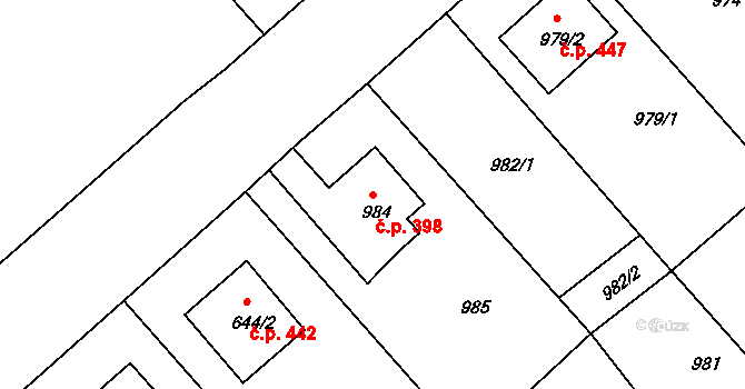 Štípa 398, Zlín na parcele st. 984 v KÚ Štípa, Katastrální mapa