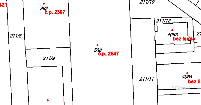 Blansko 2547 na parcele st. 538 v KÚ Blansko, Katastrální mapa