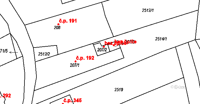 Ledce 42649978 na parcele st. 207/2 v KÚ Ledce u Plzně, Katastrální mapa