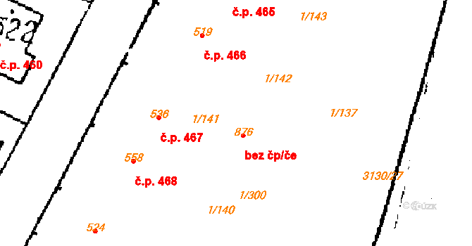 Velké Němčice 43239978 na parcele st. 876 v KÚ Velké Němčice, Katastrální mapa