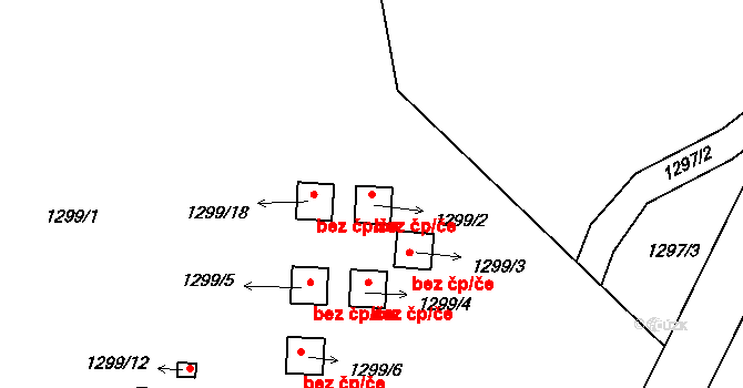 Břeclav 47203978 na parcele st. 1299/2 v KÚ Charvátská Nová Ves, Katastrální mapa