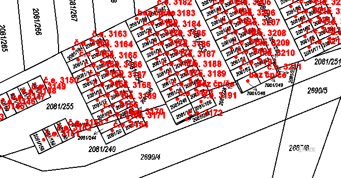 Prostřední Suchá 3174, Havířov na parcele st. 2081/35 v KÚ Prostřední Suchá, Katastrální mapa