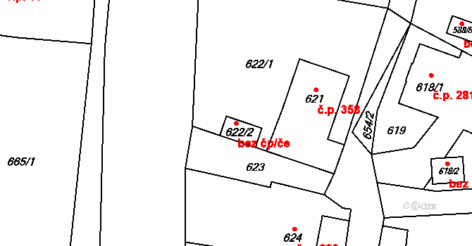 Fryčovice 48528978 na parcele st. 622/2 v KÚ Fryčovice, Katastrální mapa
