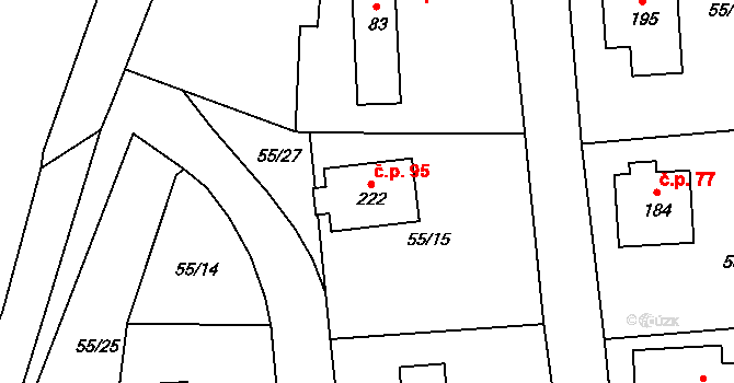 Petrovice u Sušice 95 na parcele st. 222 v KÚ Petrovice u Sušice, Katastrální mapa