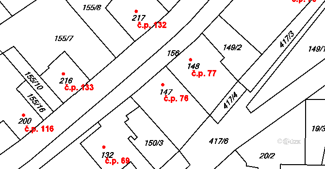Malá Skalice 76, Česká Skalice na parcele st. 147 v KÚ Malá Skalice, Katastrální mapa