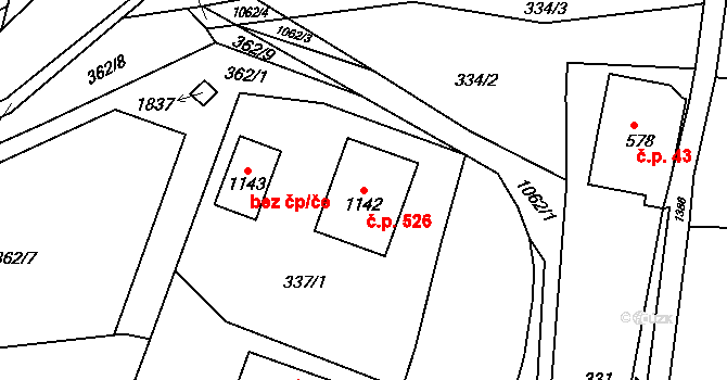 Staňkov II 526, Staňkov na parcele st. 1142 v KÚ Staňkov-ves, Katastrální mapa