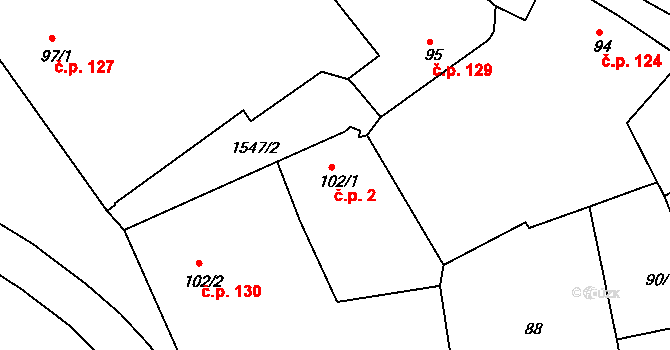 Nepomuk 2 na parcele st. 102/1 v KÚ Nepomuk, Katastrální mapa