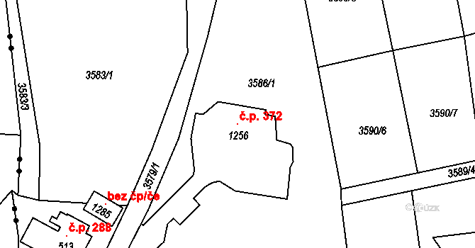 Jílové 372 na parcele st. 1256 v KÚ Jílové u Děčína, Katastrální mapa
