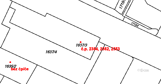 Znojmo 2352,2353,2354 na parcele st. 1637/3 v KÚ Znojmo-město, Katastrální mapa