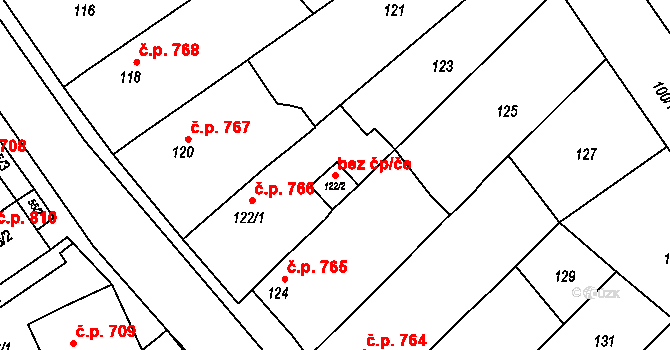 Štěpánov 112456979 na parcele st. 122/2 v KÚ Březce, Katastrální mapa