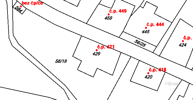 Janov nad Nisou 421 na parcele st. 429 v KÚ Janov nad Nisou, Katastrální mapa
