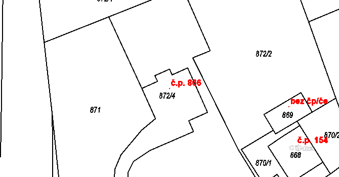 Rapotín 866 na parcele st. 872/4 v KÚ Rapotín, Katastrální mapa