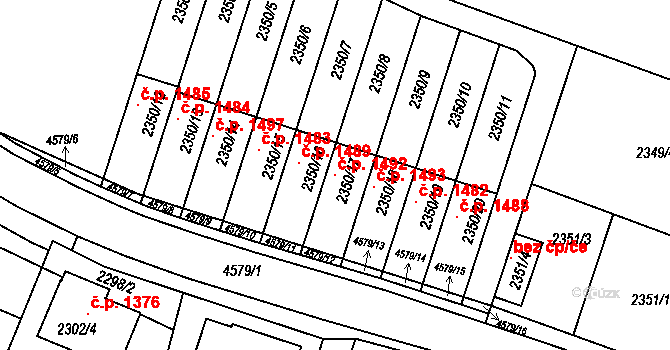 Třešť 1492 na parcele st. 2350/17 v KÚ Třešť, Katastrální mapa