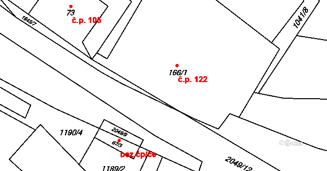 Nové Heřminovy 122 na parcele st. 166/1 v KÚ Nové Heřminovy, Katastrální mapa