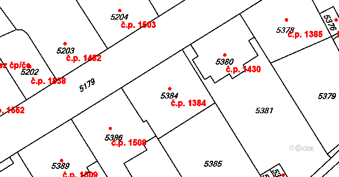 Kladno 1384 na parcele st. 5384 v KÚ Kladno, Katastrální mapa