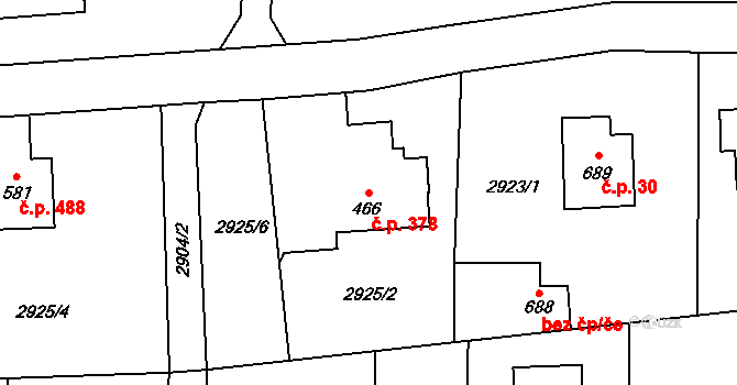 Kozlovice 378 na parcele st. 466 v KÚ Kozlovice, Katastrální mapa