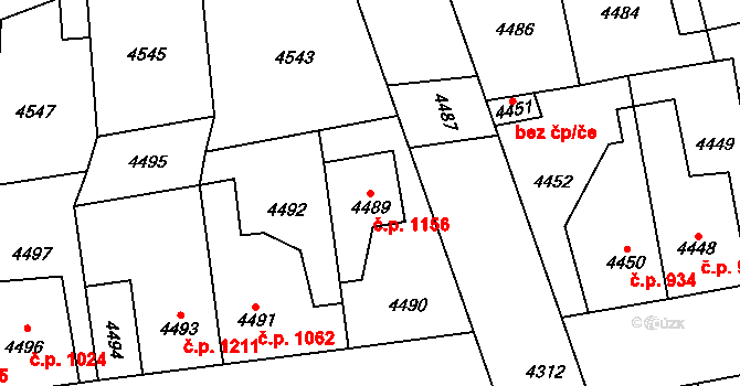 Kročehlavy 1156, Kladno na parcele st. 4489 v KÚ Kročehlavy, Katastrální mapa